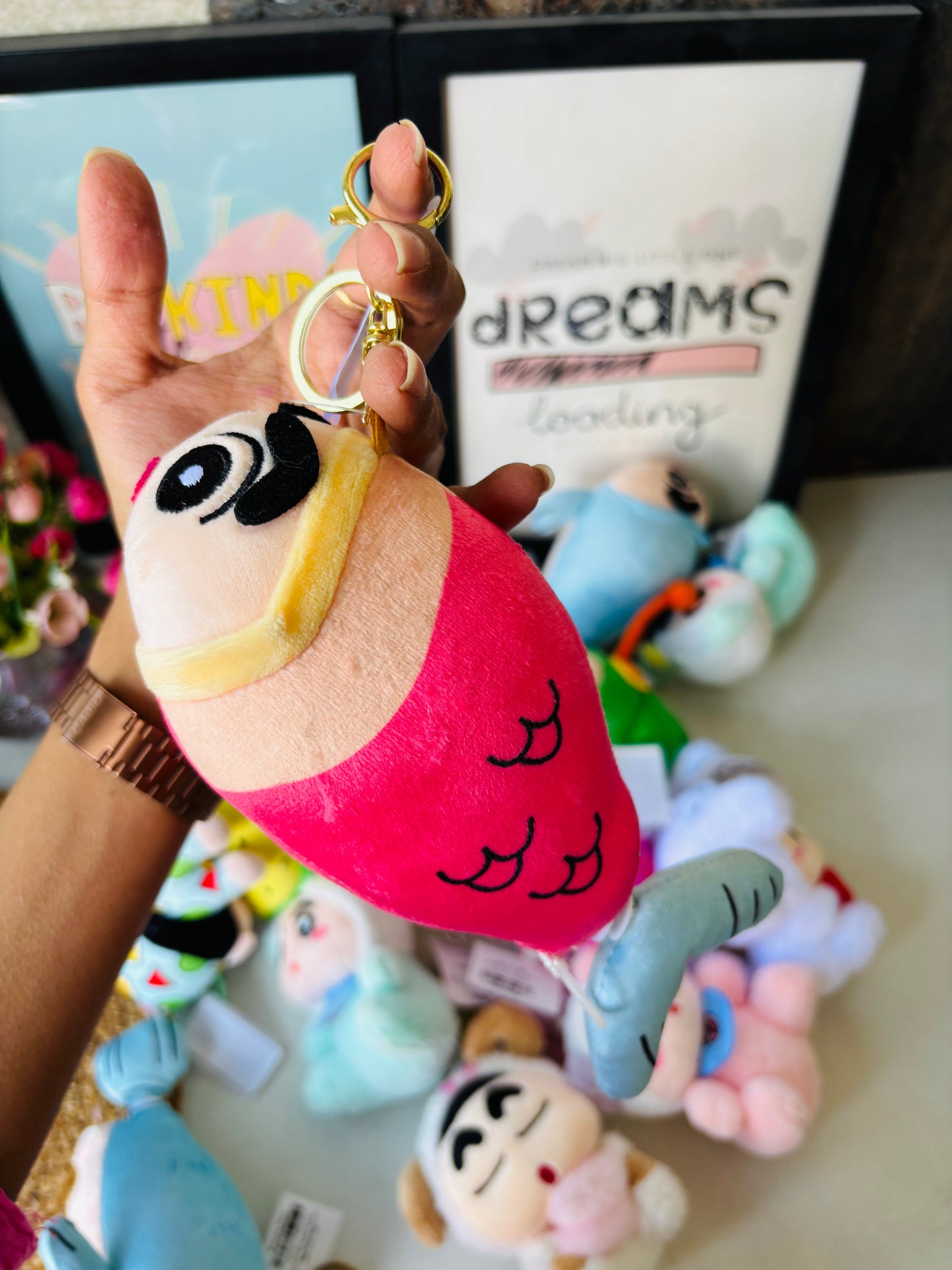 Shinchan Fish Plushie keychains