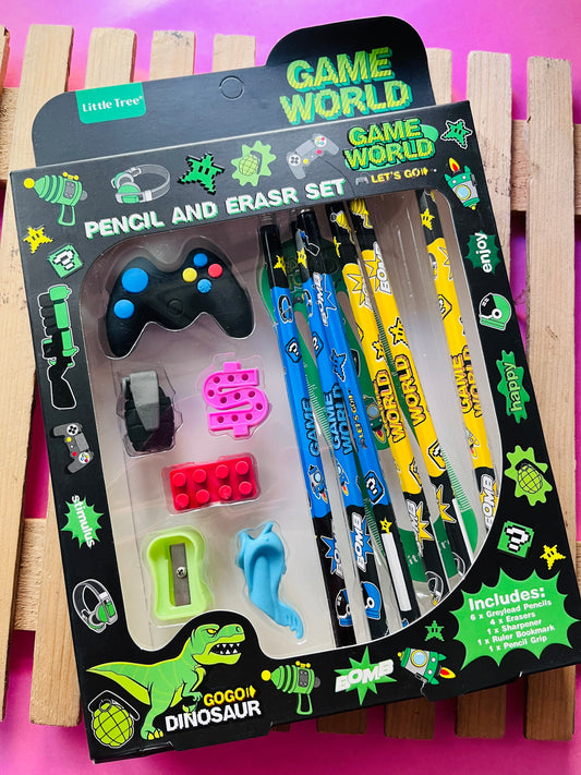 Game theme Pencil and Eraser Sets