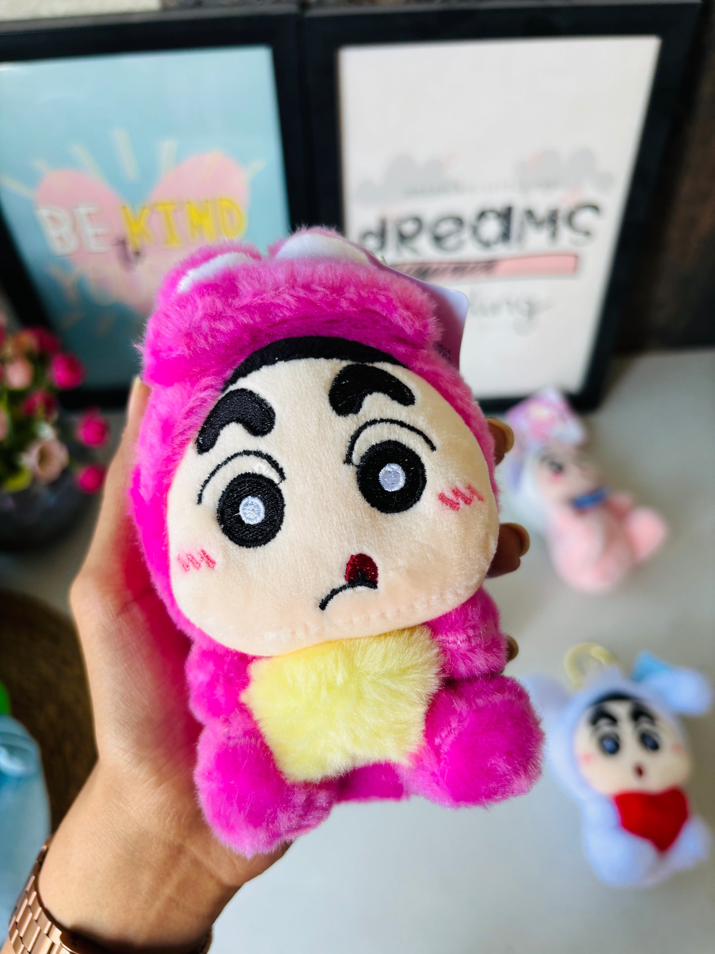 Shinchan Furry Plushie Keychains