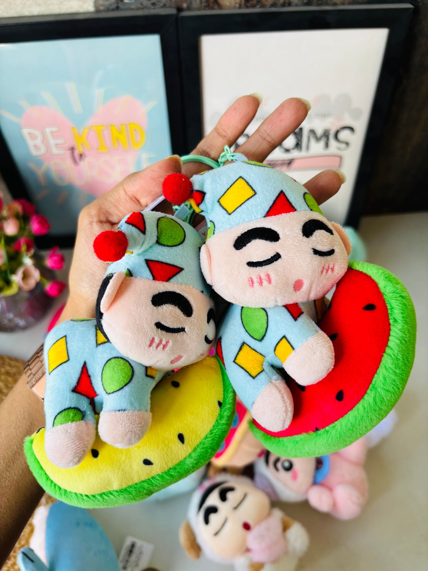 Shinchan Fruit Plushie Keychains